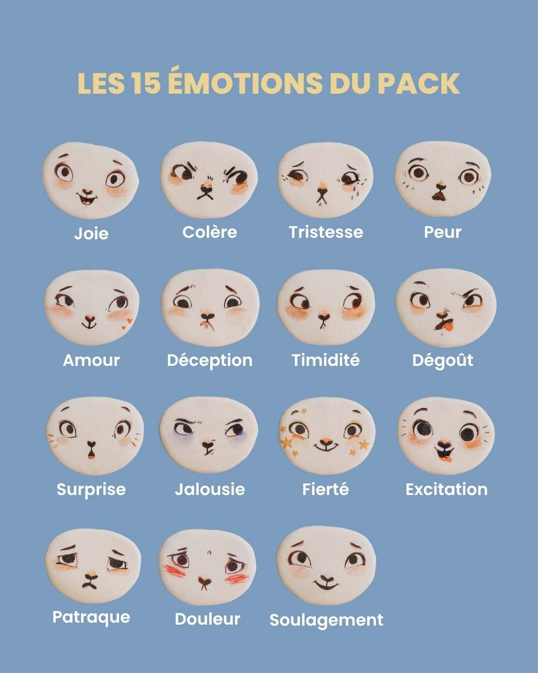 tous les visage des émotions de Pipouette