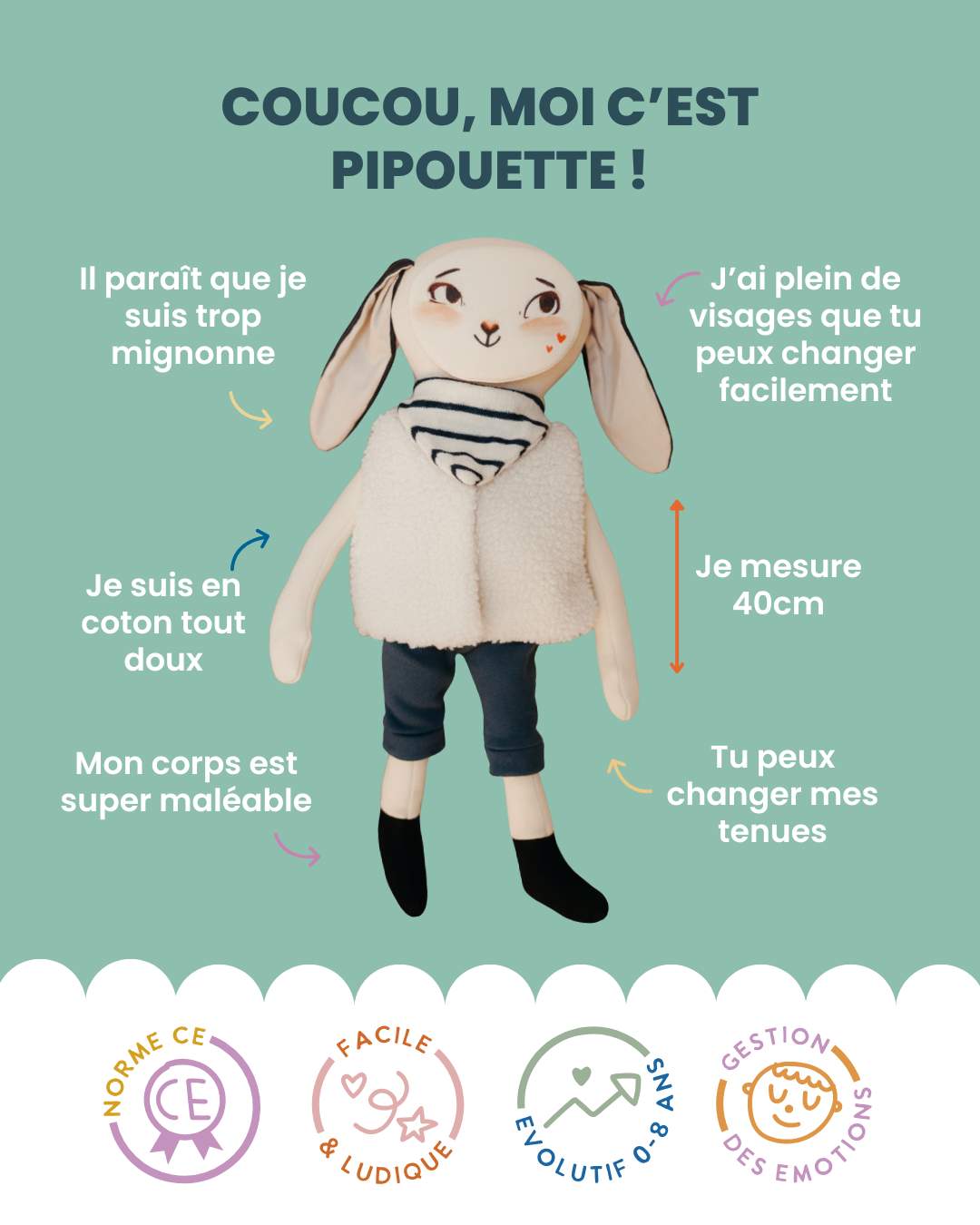 fiche identité lapin des émotions pipouette