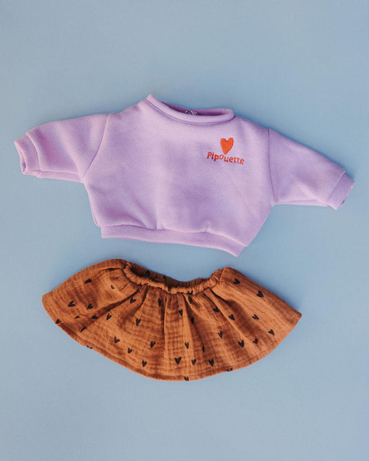Jupe coeurs et sweat brodé