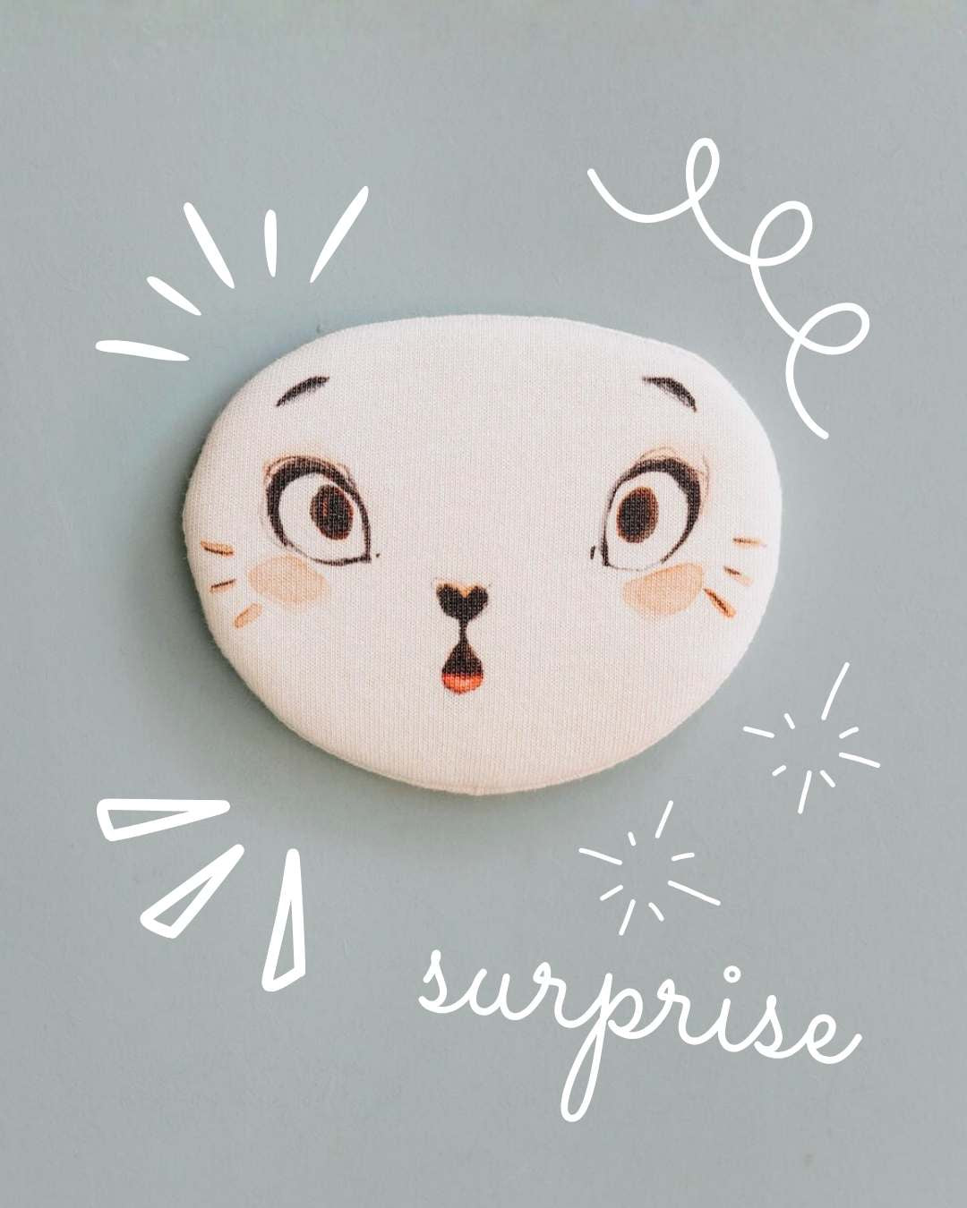 visage émotion surprise, amovible pour pipouette